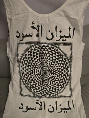 Black Scale White Tank Top with Black Geometric Mandala